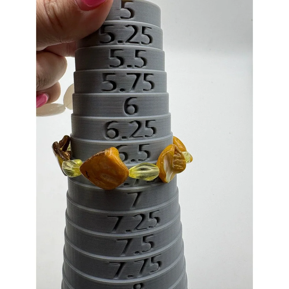 Yellow and White Beaded Stretch Bracelet Stack Set 4pc Shell Stone‎ Glass Boho